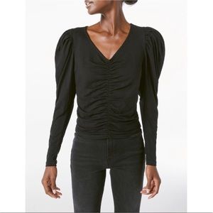 Joie Ruched Front Bubble Sleeve Blouse